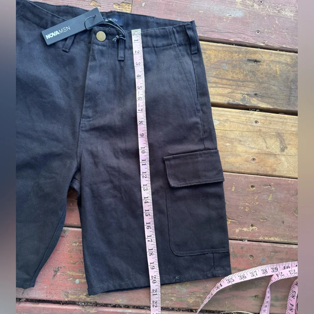 Fashion Nova Men’s Black Cargo Jean Shorts with Utility Pockets New